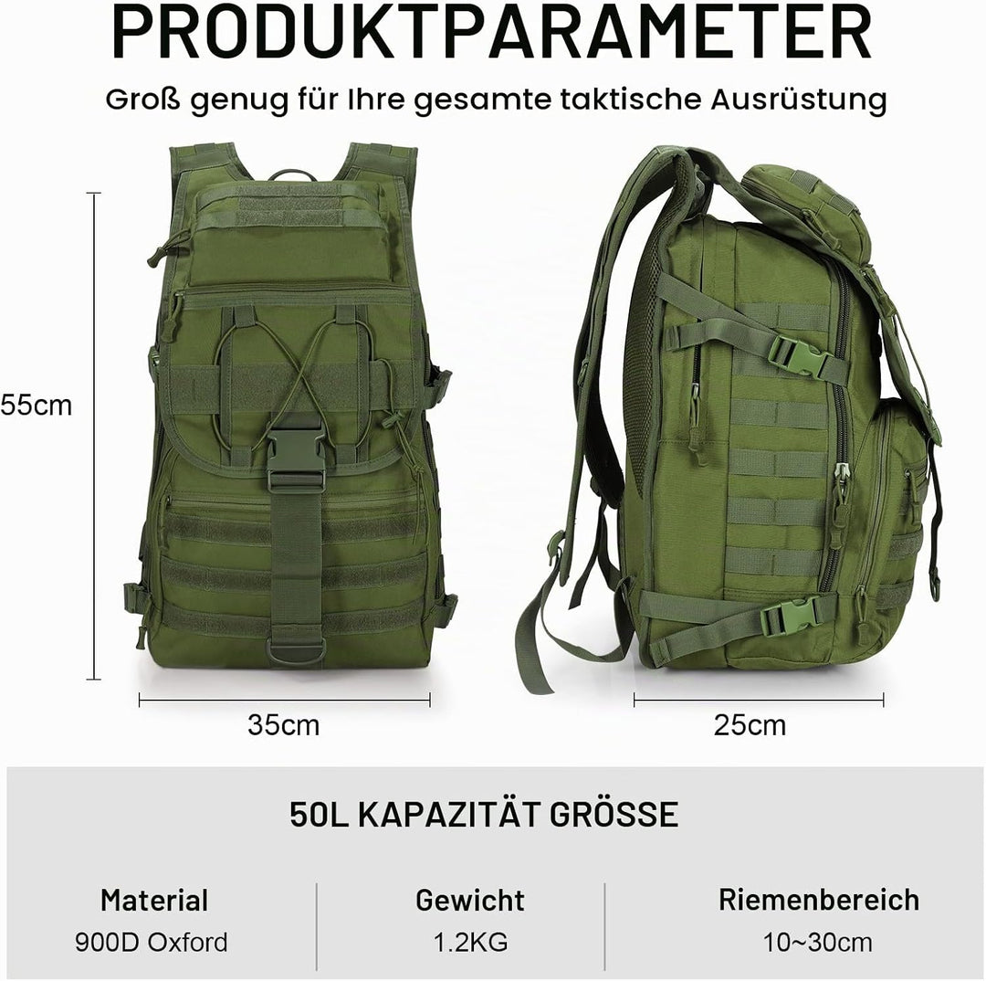 SHANNA Militärrucksack 35L/50L Armee Rucksack Molle, Hohe Kapazität Trekkingrucksack Wanderrucksäcke