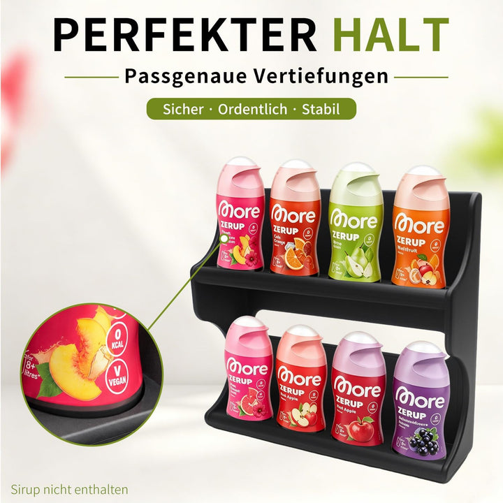 Sirupständer für More Zerup – 8 Flaschenhalter – kompatibel mit More Zerup &amp; ESN Sirupflaschen – Küc