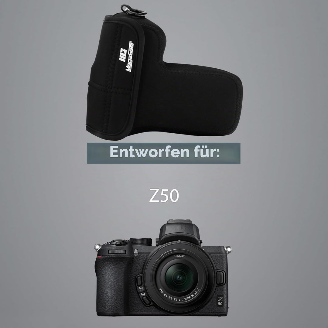 MegaGear MG1822 Ultraleichte Neopren-Kameratasche, kompatibel mit Nikon Z50 (50-250 mm), Schwarz, Sc