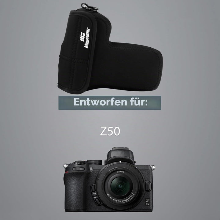 MegaGear MG1822 Ultraleichte Neopren-Kameratasche, kompatibel mit Nikon Z50 (50-250 mm), Schwarz, Sc