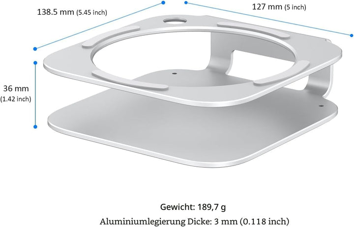 Mac mini M4 Ständer, Aluminium-Halterung für 2024 Mac mini M4 und M4 Pro, integrierte Kühlung, Zugri