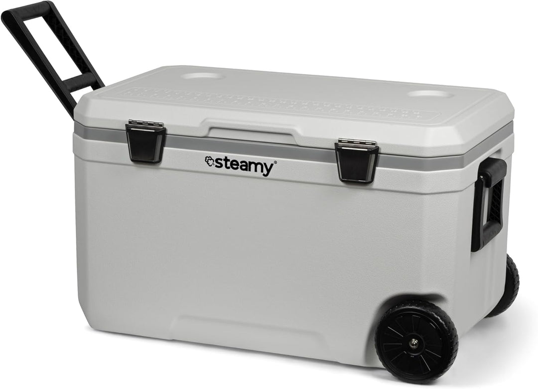 Steamy Marine 70 Roller Kühlbox mit Rollen, 70 Liter, Weiss