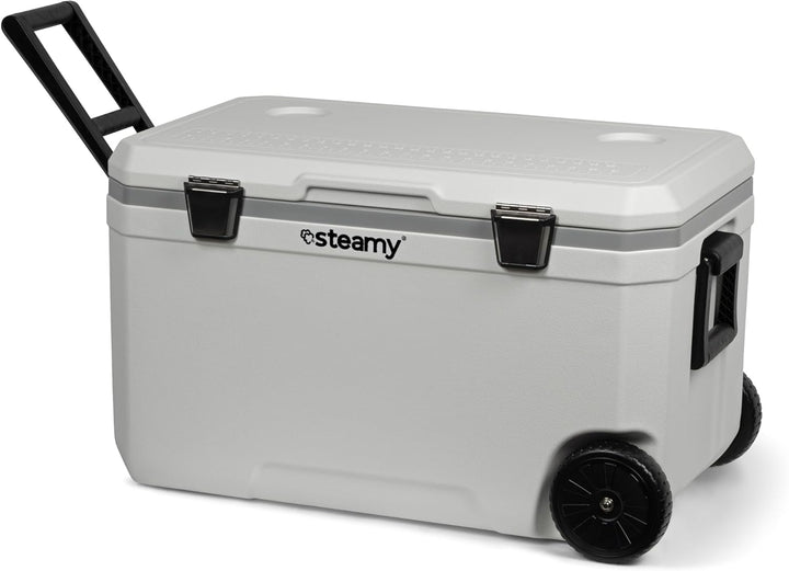 Steamy Marine 70 Roller Kühlbox mit Rollen, 70 Liter, Weiss