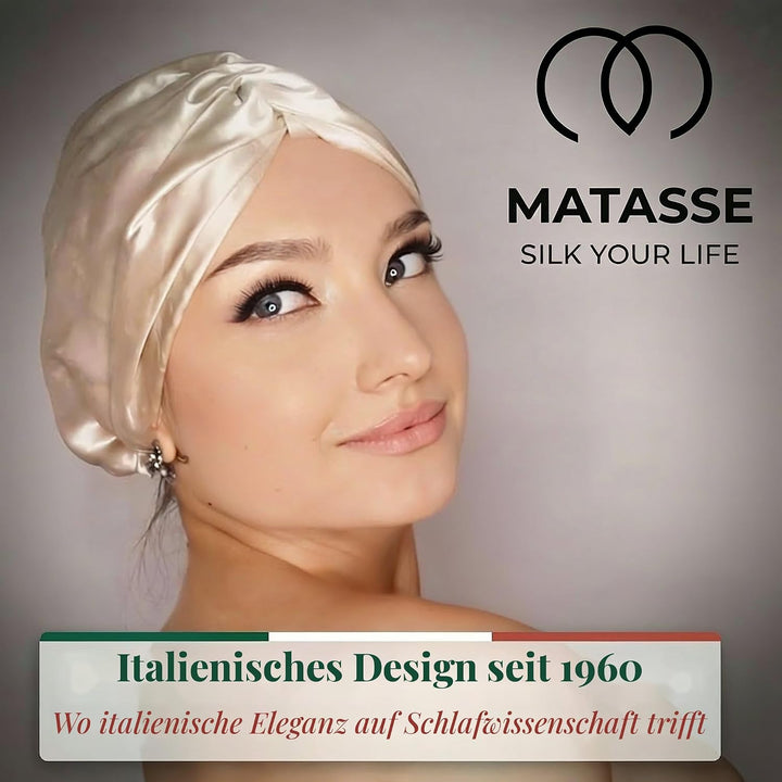 MATASSE Seidenhaube Zum Schlafen Aus 22 Momme Maulbeerseide, Verstellbares Bonnet Seide Für Damen, D