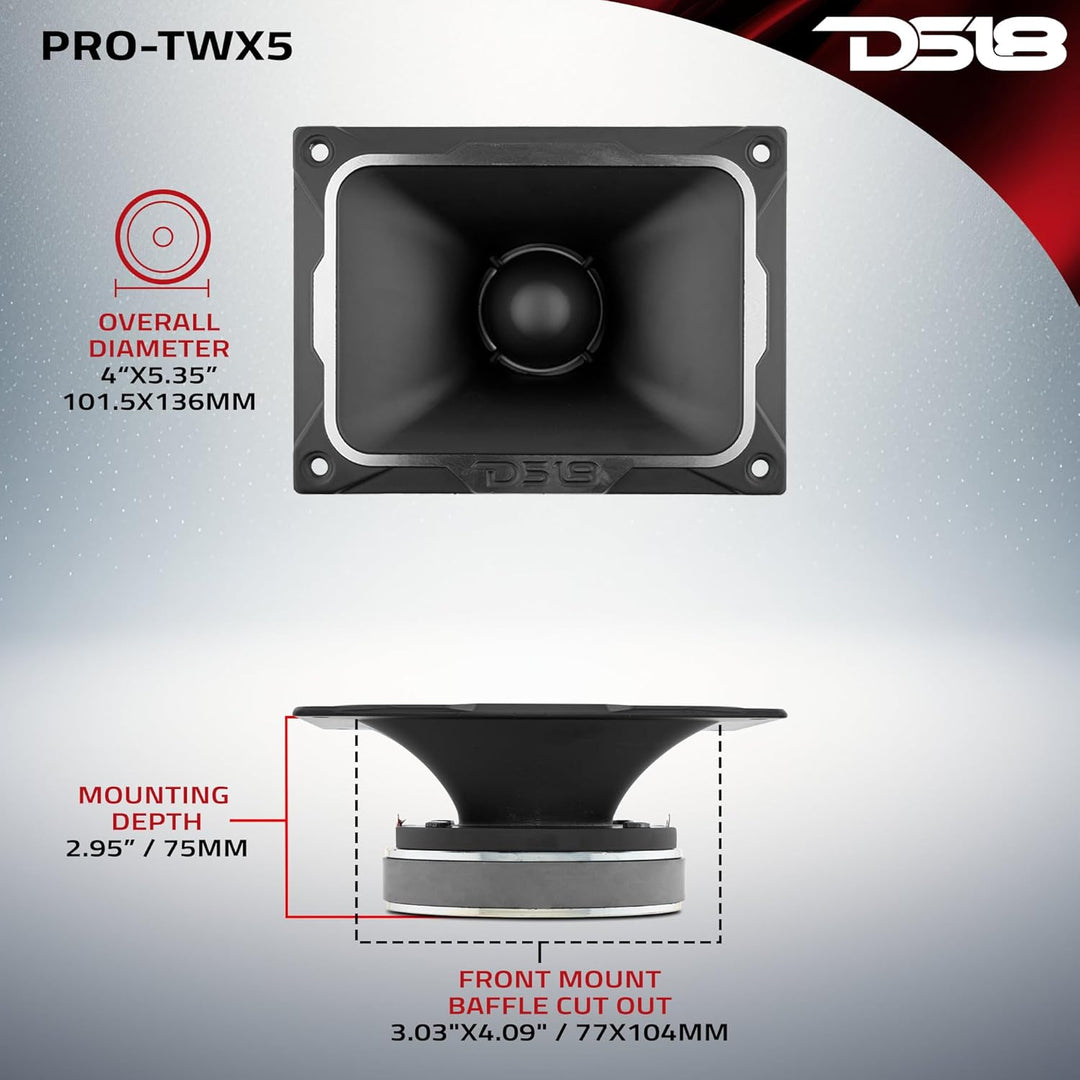 1 DS18 PRO-TWX5 Kompressionshochtöner 4 x 5 10 x 13 cm 250 Watt rms 500 Watt max 107 db Impedanz 4 O