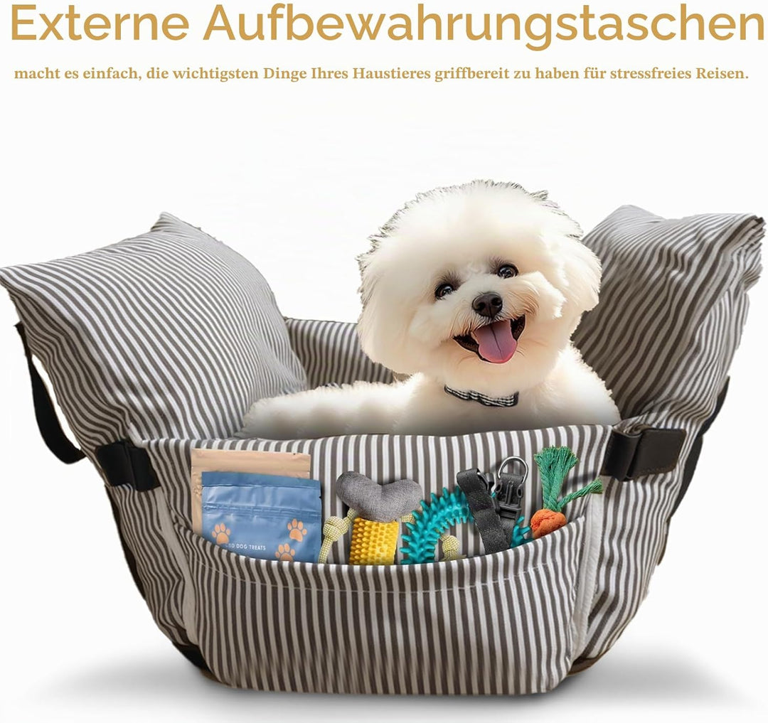 Hunde-Autositz für kleine, mittelgrosse Hunde – erhöhter Haustiersitz mit Sicherheitsgurt, rutschfes