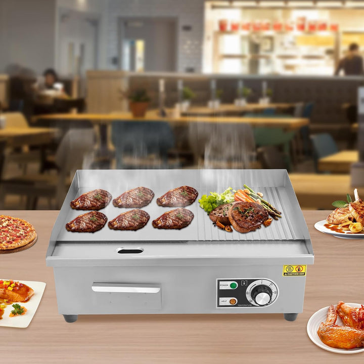 Elektrische Grillplatte Kommerzieller Elektrogrill Flachgrill für Restaurant 3000W mit Temperaturreg