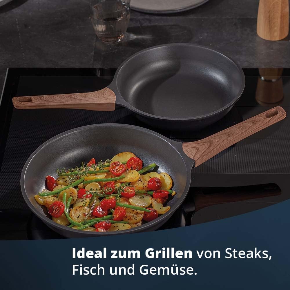 KHG Pfannenset 2-teilig Bratpfanne 24 cm &amp; 28 cm Ø, Induktion, Antihaftbeschichtung, Pfanne aus Alum