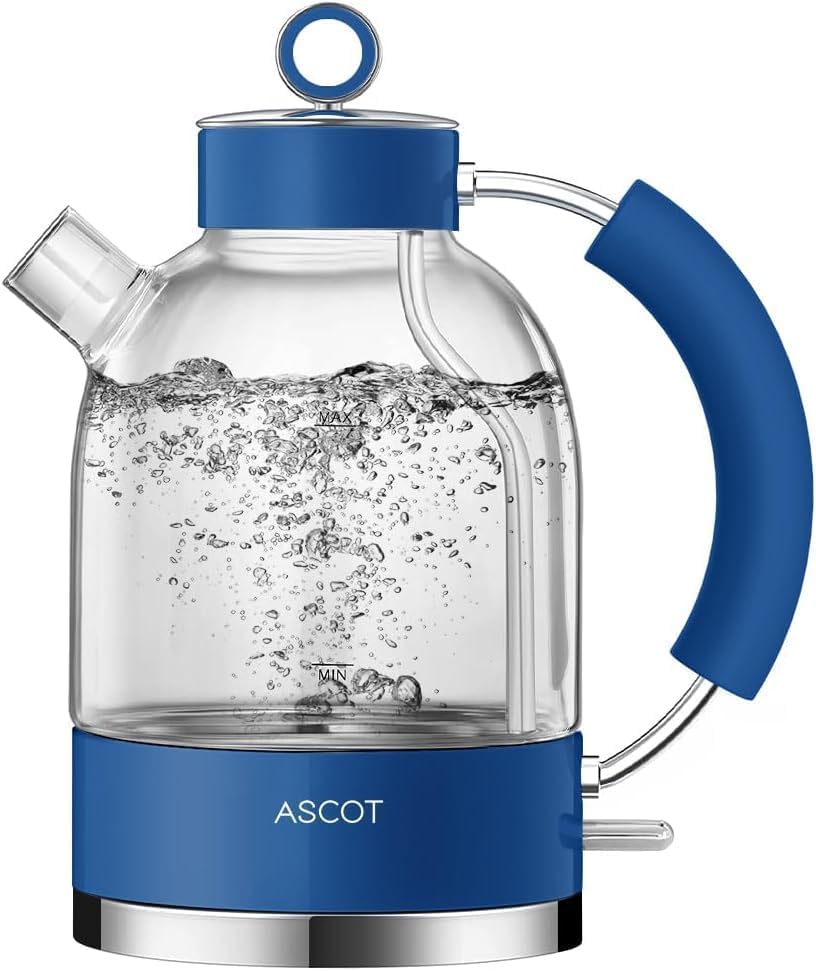 ASCOT Wasserkocher Glas, Elektrischer Wasserkocher Geschenke für Männer/Frauen/Familie 1,5L Schnellk