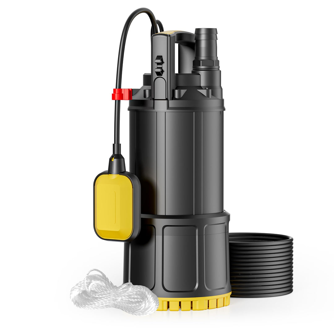 Wiltec Tauchpumpe mit Schwimmerschalter 1200 W, Tiefbrunnenpumpe bis 7 m Tiefe, Brunnenpumpe 40 m Fö