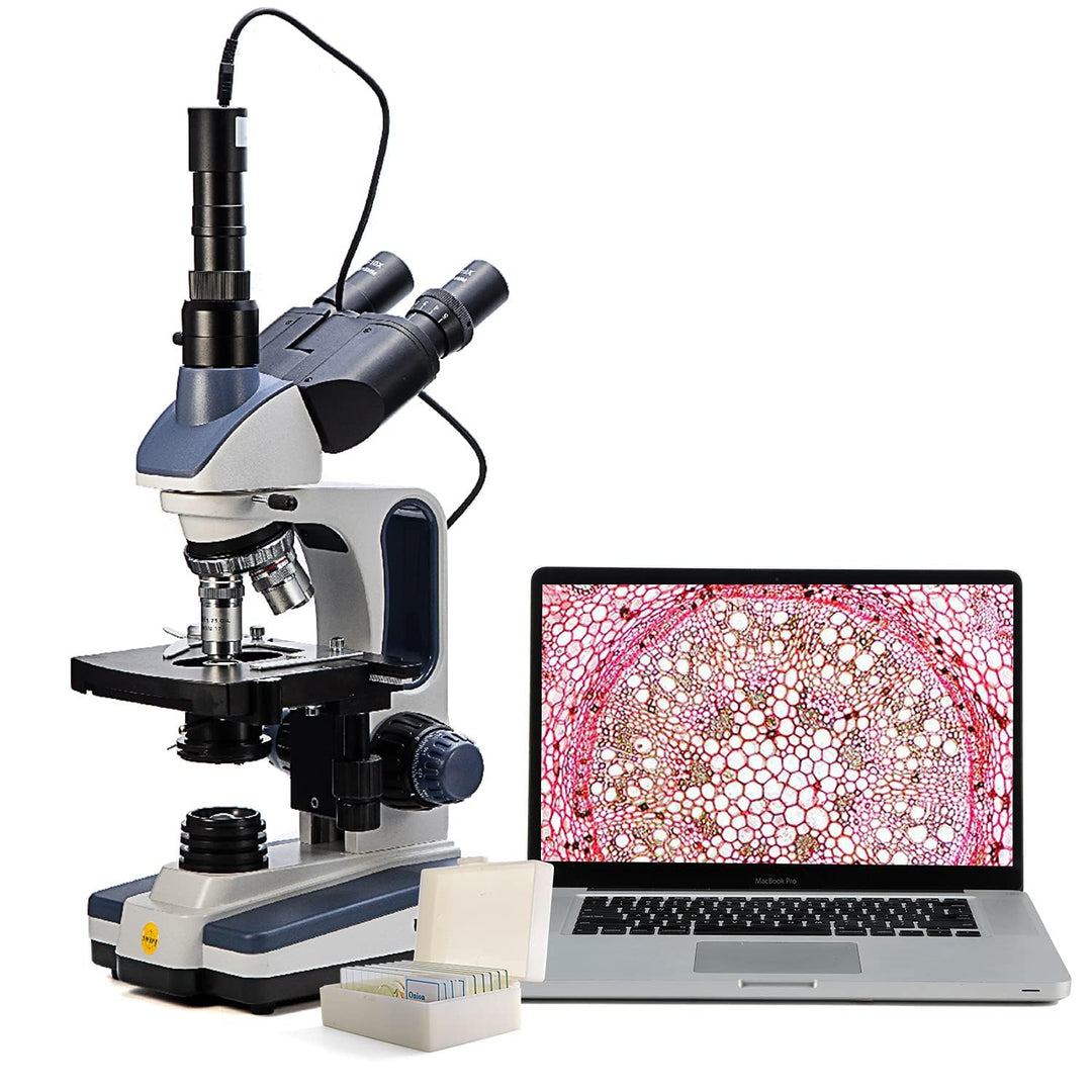 Swift SW350T Composite Trinocular Microscope, 40-2500X Magnification, Dual Layer Mechanical Stage, w