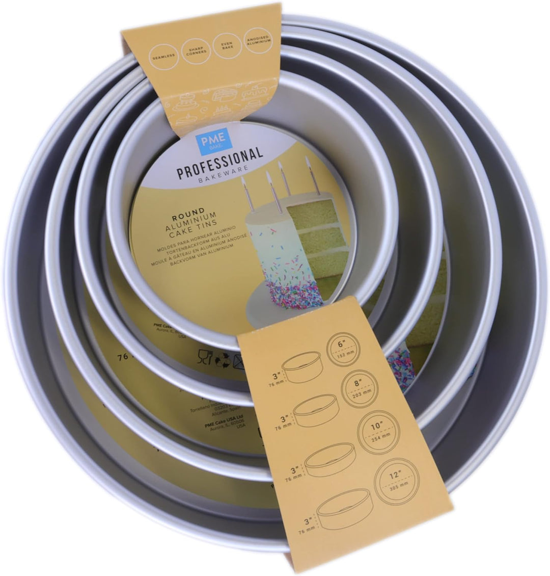PME - Runde Kuchenformen 15, 20, 25, 30 cm x 7,5 cm tief, 4er-Satz
