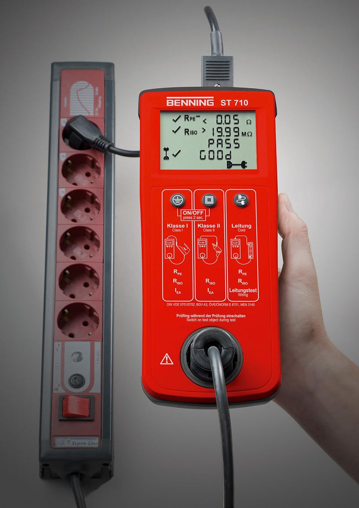 Benning 050308 ST 710 Kontrollinstrument, rot &amp; NW Powersolutions NW10043 Messadapter Prüfadapter Sc