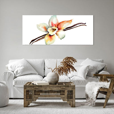 Wandbilder Dekoration Wohnzimmer Vanille Gewürz Blume Pflanze Panorama Bilder auf Leinwand 120x50cm