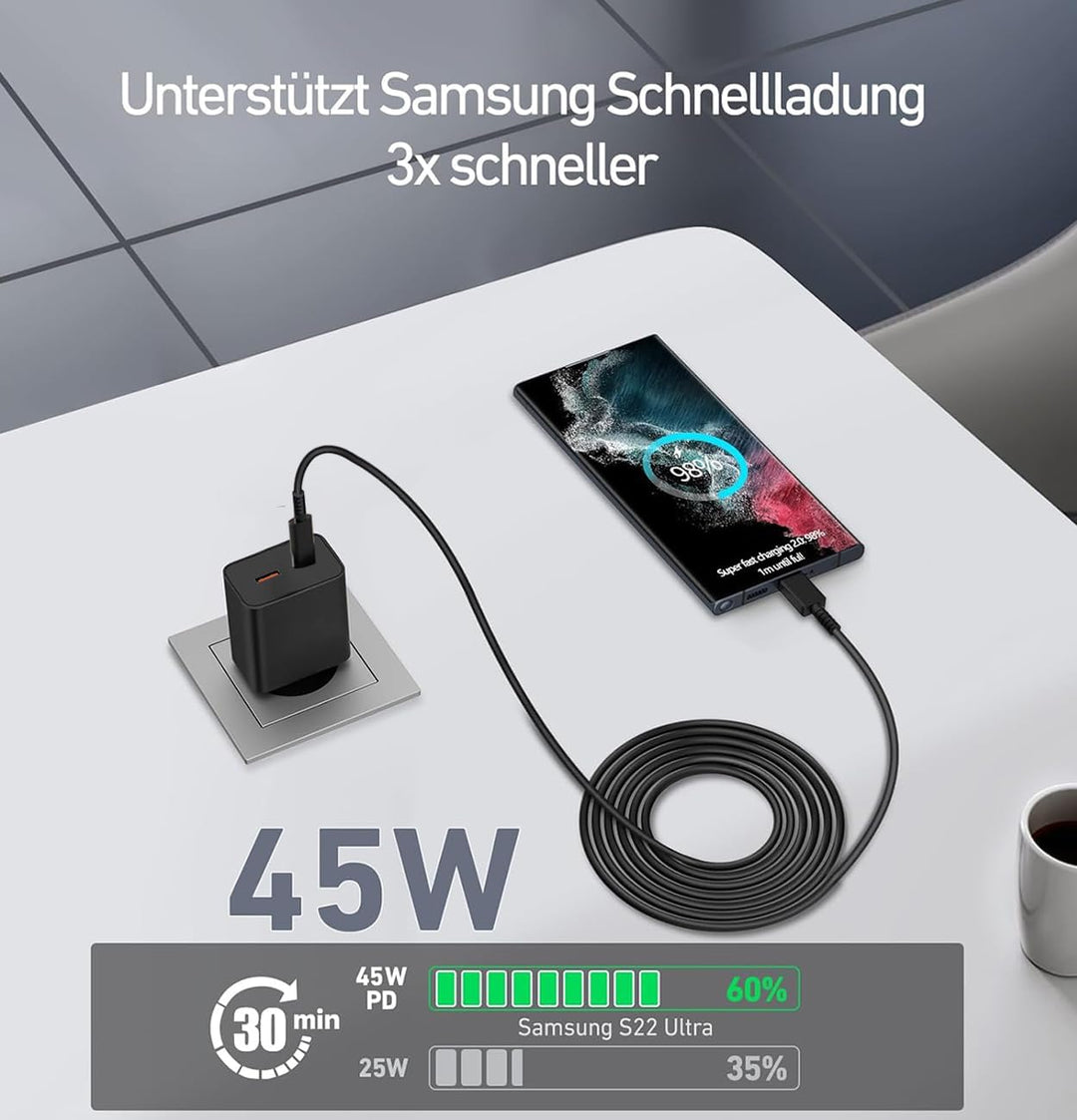 45W USB C Schnellladegerät Ladegerät mit USB Adapter2 Ports Ladeadapter für iPhone 17 16 15 14 Pro M