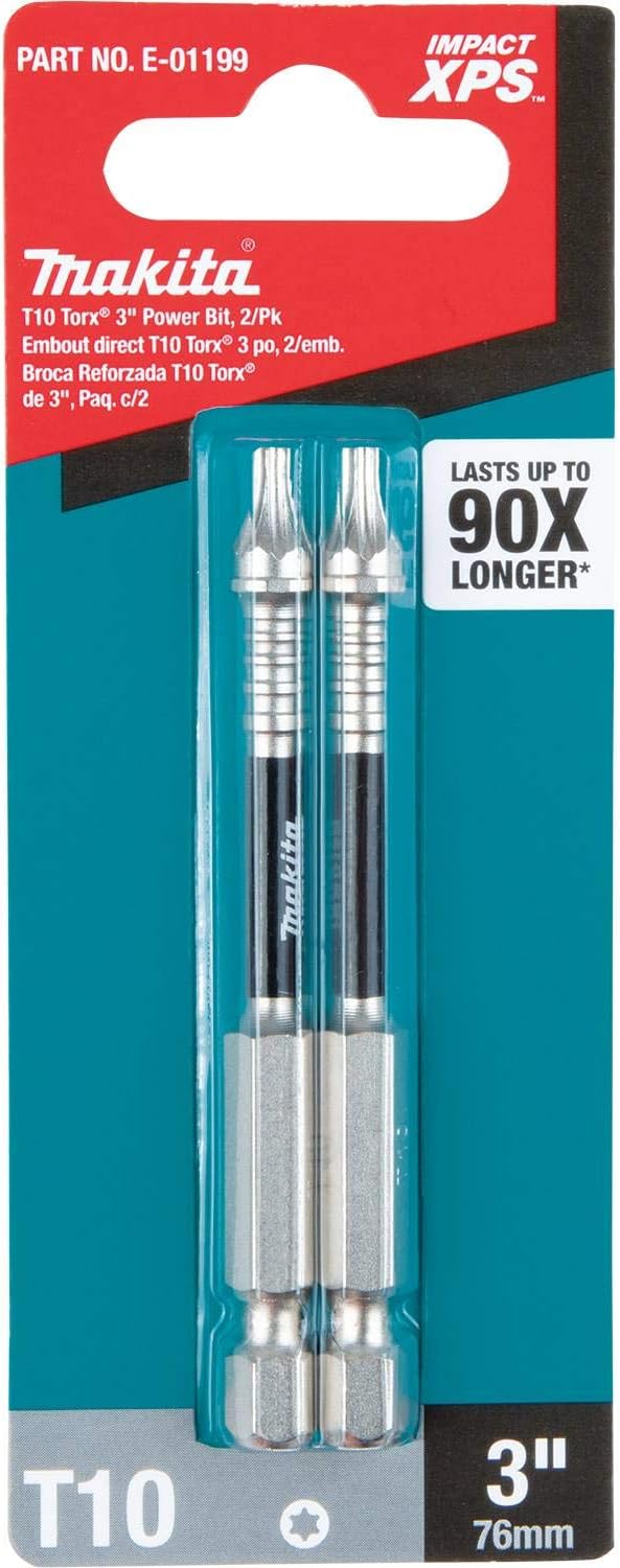 Makita E-01199 Impact XPS T10 Torx 3" Power Bit, 2/pk 2/Pk T10, 2/pk T10