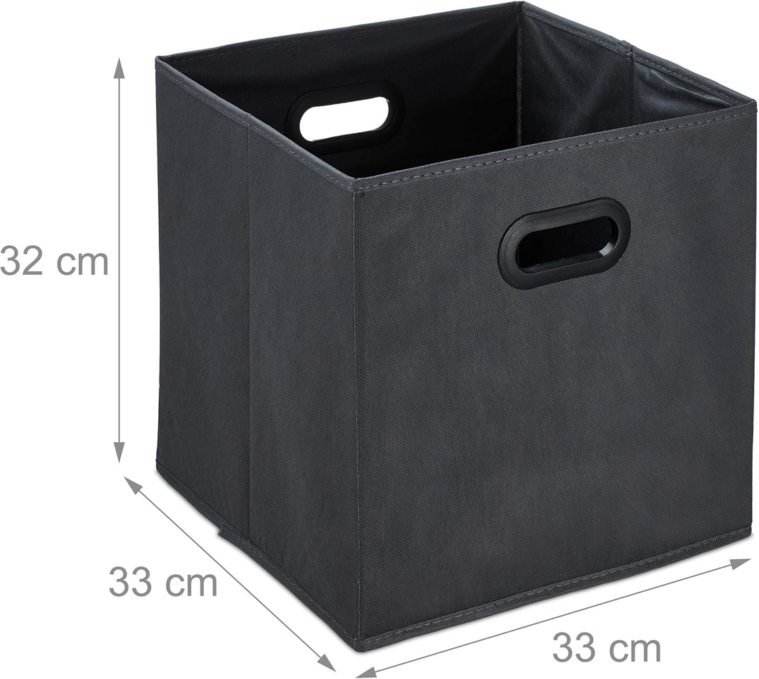 Relaxdays Aufbewahrungsbox, 4er Set, Faltbare Regalboxen, Grifflöcher, HBT 32 x 33 x 33 cm, Faltboxe