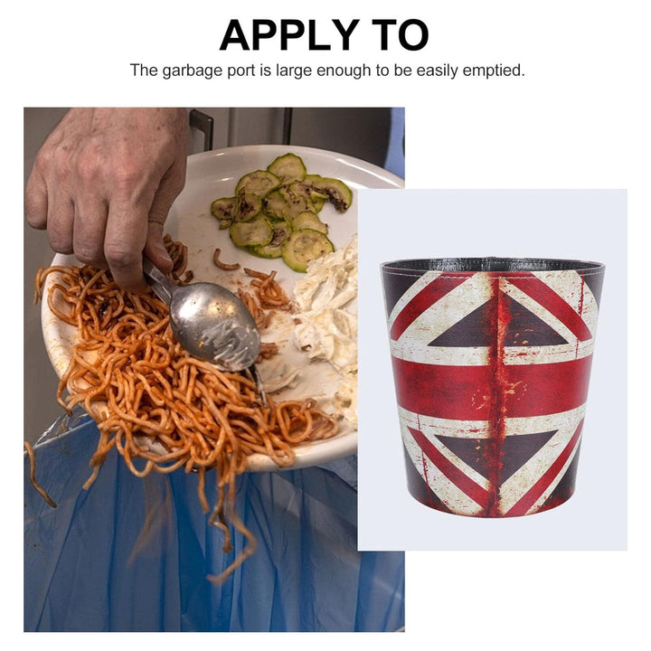 TOPBATHY PU Leder Abfallkorb Haushalt Antik England Muster Mülleimer ohne Deckel Papierbehälter für