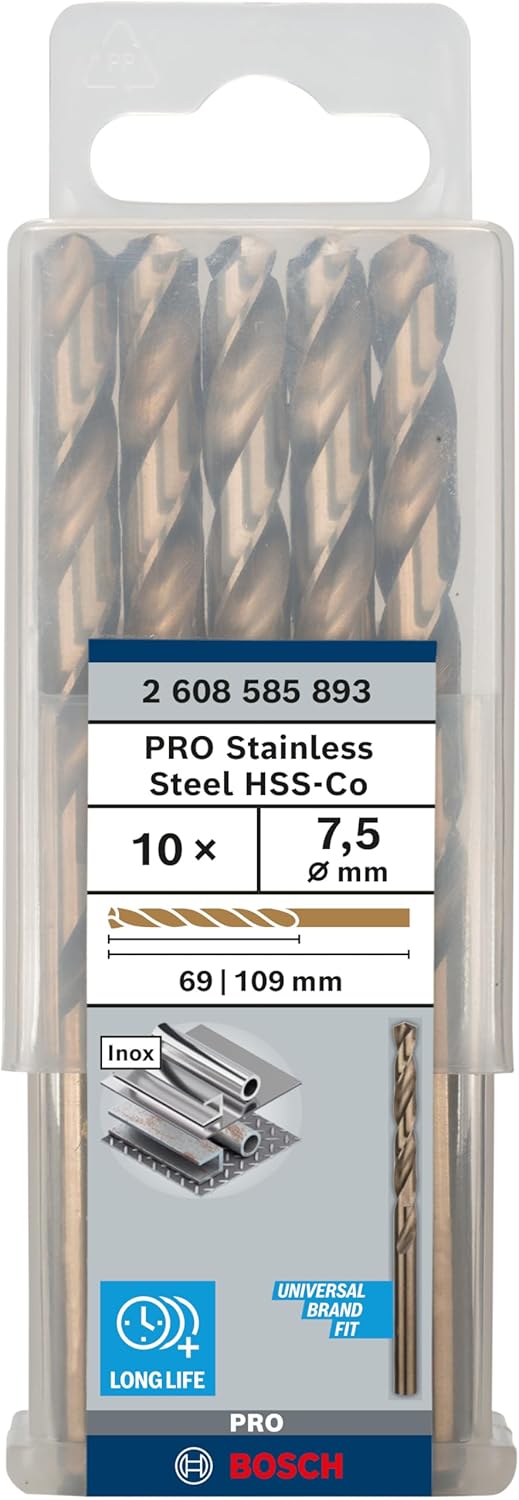 Bosch Professional Metallbohrer HSS-Cobalt (10 Stück, Ø 7,5 mm)