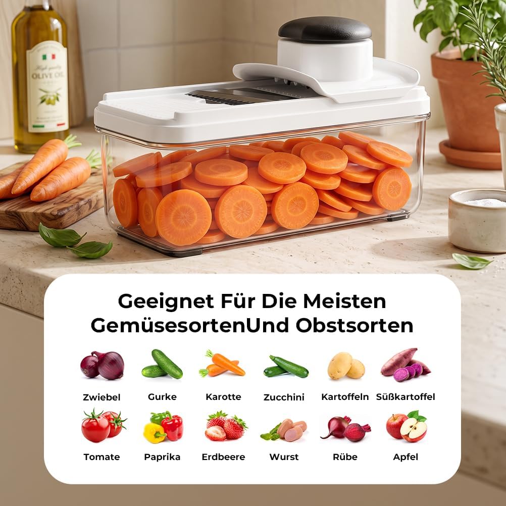 Gemüseschneider, Mandoline Gemüsehobel, Gurkenhobel Zwiebelschneider, 12 in 1 Multifunktionaler Gemü