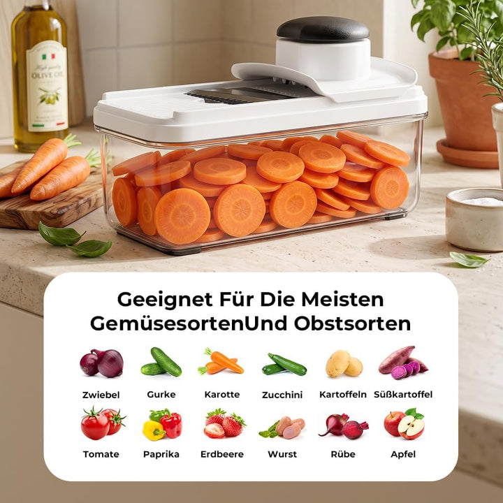 Gemüseschneider, Mandoline Gemüsehobel, Gurkenhobel Zwiebelschneider, 12 in 1 Multifunktionaler Gemü