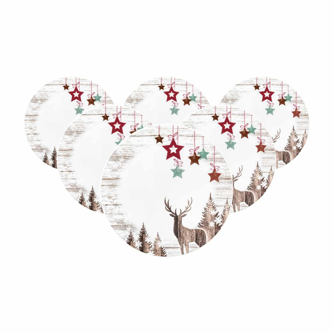 Seltmann Weiden Life Christmas Frühstücksteller 6er Set – Runde Kuchenteller Ø 22,5 cm | Elch- &amp; Ste