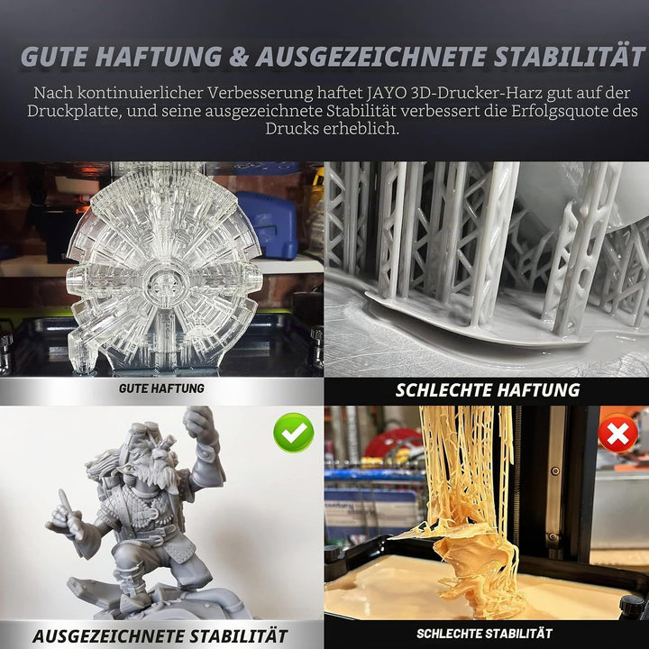 JAYO 3D Drucker Resin 1KG, ABS-Like Resin 405nm UV Standard Rapid Harz für 4K/6K/8K LCD/DLP/SLA 3D P