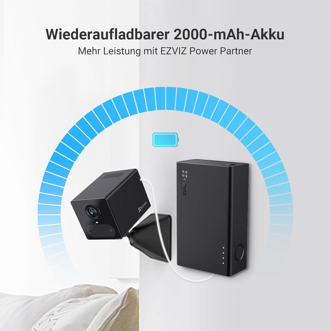 EZVIZ CB2 4G mit Power Partner 5200 mAh Akku, 4G LTE Überwachungskamera Innen, Large Standby, CB2 Ki