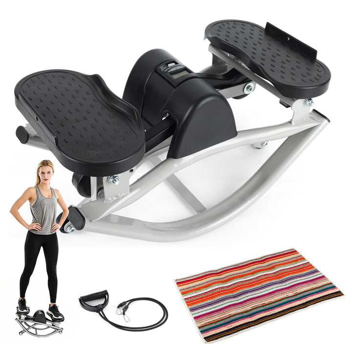 Rock Stepper Maschine, Gym Step Machine, Treppenstepper mit Zähler & elastischen Zugseilen, inklusiv