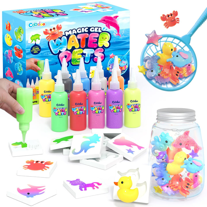 Magic Water Elf, Magisches Wasser Gel Spielzeug mit 10 Magischem Gel und 8 Formen, Bastelset Kinder