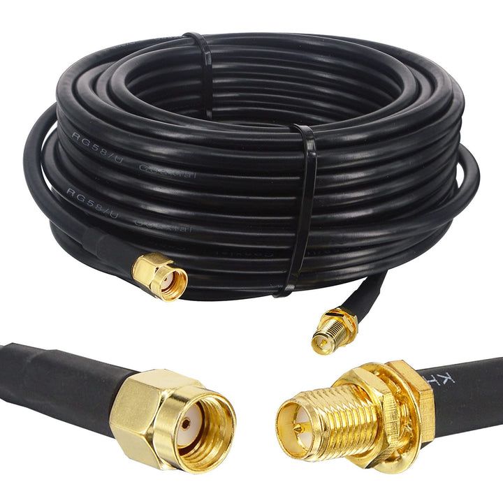 BOOBRIE RP-SMA Kabel 10M RG58/U RP-SMA Stecker auf RP-SMA Buchse Antennenkabel RP-SMA Stecker Buchse