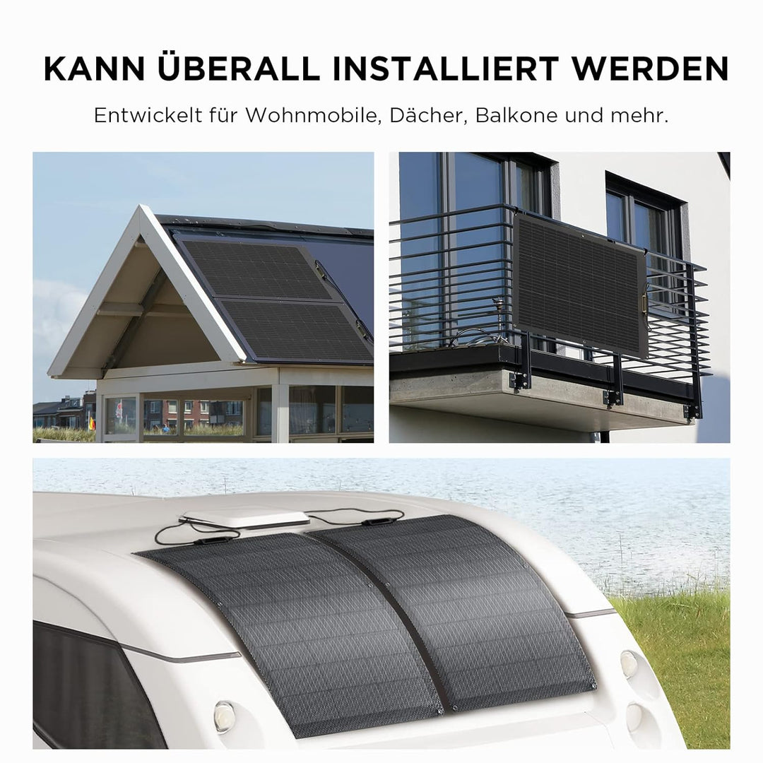 Ecoflow 100W Solar Panel Flexibles Monokristallines Solarpanel IP68 hocheffizient Solarmodul Solarze