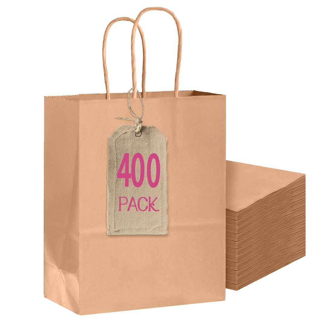 Gcardist 400 Stück Braun Geschenk Taschen mit Griffen Bulk 10.6"x 8.3"x 4.3" Zoll Mittlere Grösse Kr