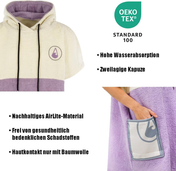 WAVE HAWAII Poncho Peniche Badeponcho 95% Baumwolle 5% recyceltes Polyester für Körpergrössen von 14