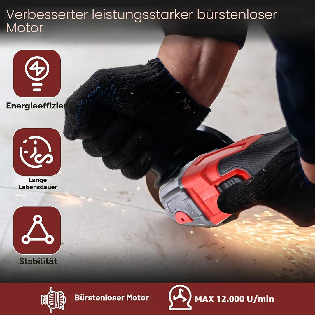 akku-Winkelschleifer für Milwaukee 18 V Akku, 125 mm, 12000 U/min, bürstenloses Schleifwerkzeug mit