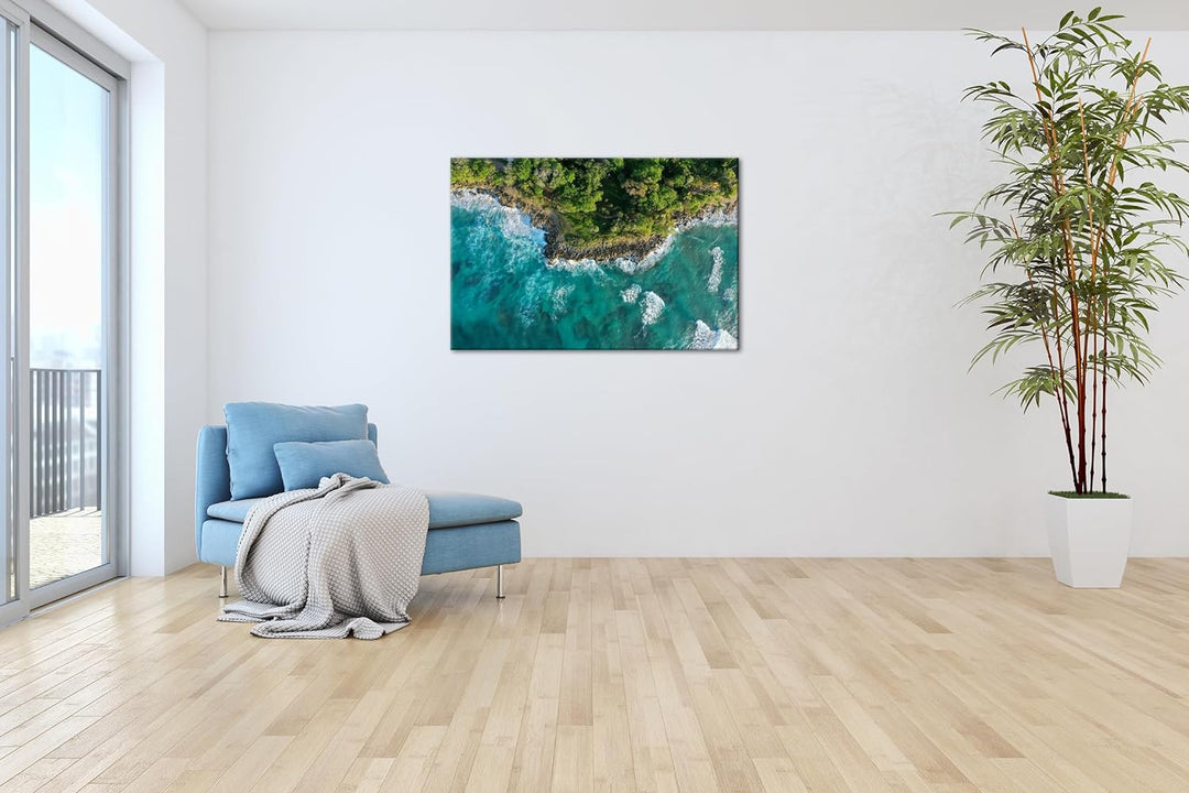 deyoli Küste am Meer Format: 80x60 cm als Leinwandbild, Motiv fertig gerahmt auf Echtholzrahmen, Hoc