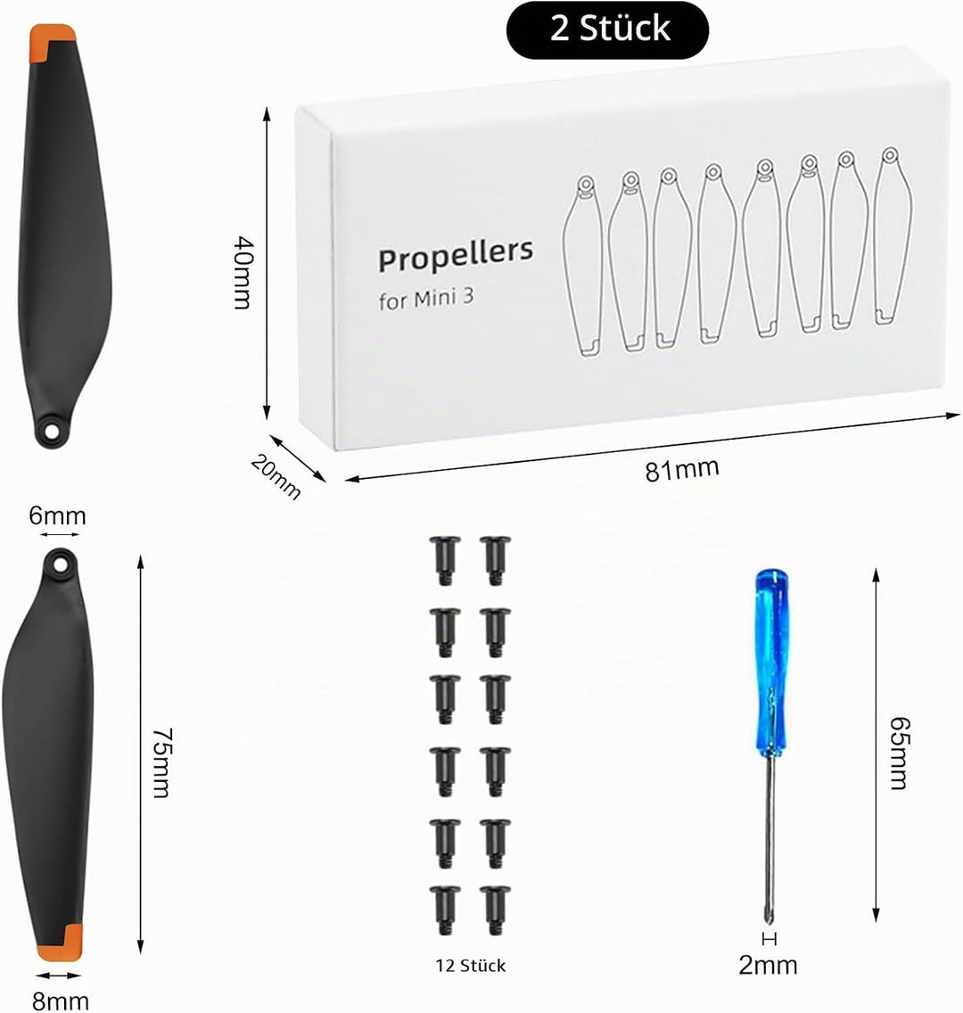 Mini 3 Propeller 16 Stück mit 24 Schrauben und 2 Schraubendreher, Zubehör für Drone Ersatz Mini 3 Or