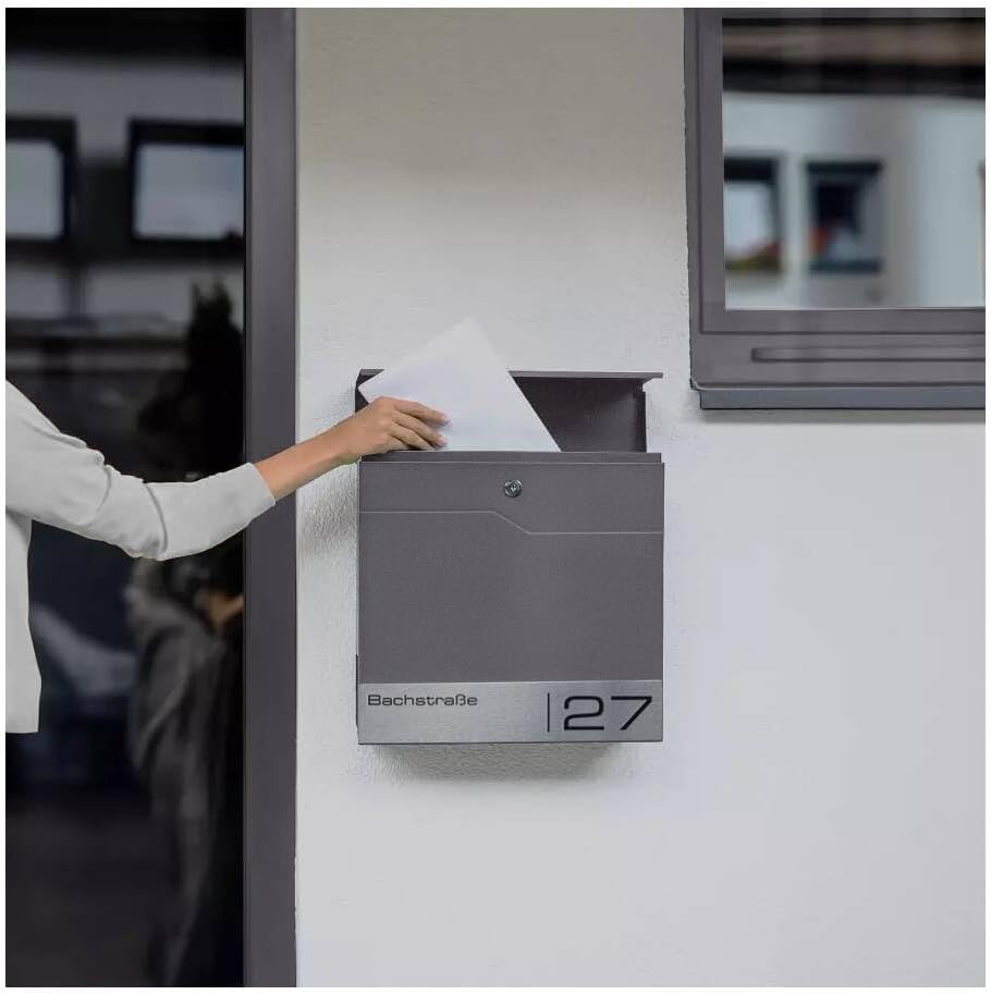 Metzler Briefkasten mit App-Benachrichtigung und Zeitungsfach Eisenglimmer DB 703 pulverbeschichtet