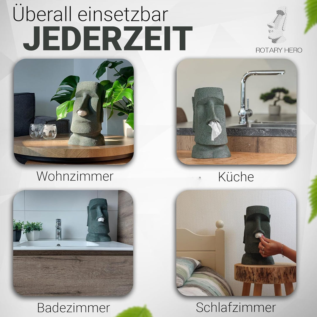 Rotary Hero Moai Taschentuchbox Taschentuchspender Kosmetiktücher box - Badezimmer Deko - 18x19x31.5