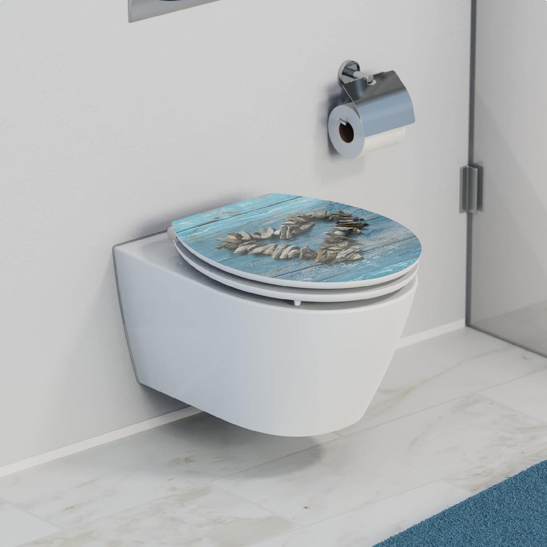 SCHÜTTE 80540 HG MDF-Holzkern High Gloss WC-Sitz SHELL HEART mit Absenkautomatik, Motiv, Shell Heart