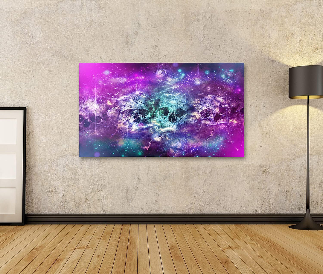 islandburner Bild auf Leinwand Totenkopf Skull Schädel Vor Rauchigem Hintergrund Bilder Wandbilder P