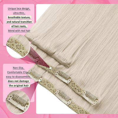 YoungSee Clip in Extensions Platinblond 30 CM Clip in Extensions Echthaar Blond Echthaar Extensions