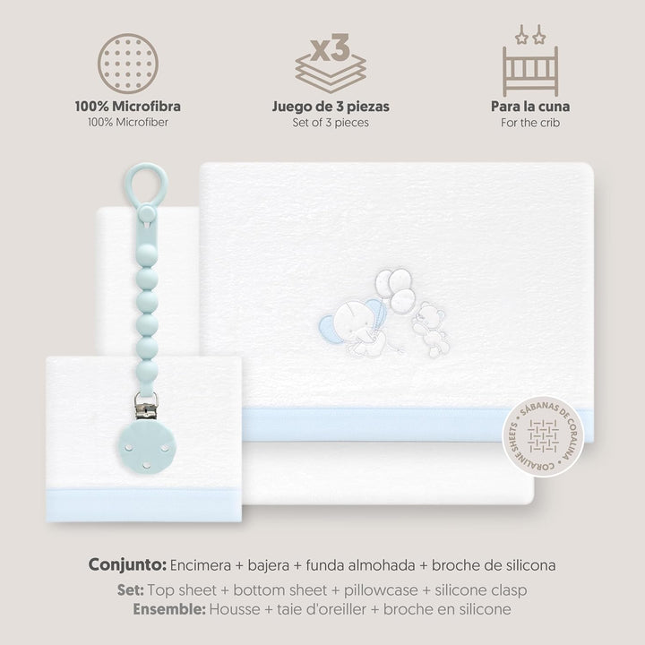 Interbaby - Bettwäsche-Set für Kinderbett, 60 x 120 cm, 100% Polyester, warm, inklusive Spannbettlak