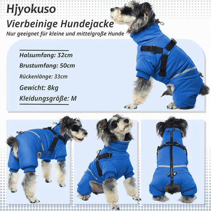 Wasserdichter Hundemantel, Hundejacke mit Geschirr, Wintermantel Hund für kleine Mittel Grosse Hunde