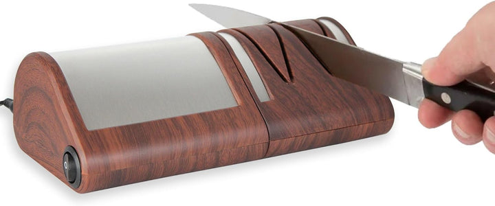 FISHTEC Elektrische Messerschleifmaschine - Schärfen + Polieren in 2 Etappen - Metall oder Keramik -