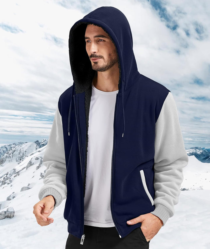 JACKETOWN Herren Sweatshirt Gefüttert Hoodie Reissverschluss Sweatjacke Warm Fleece Winterjacke Tedd