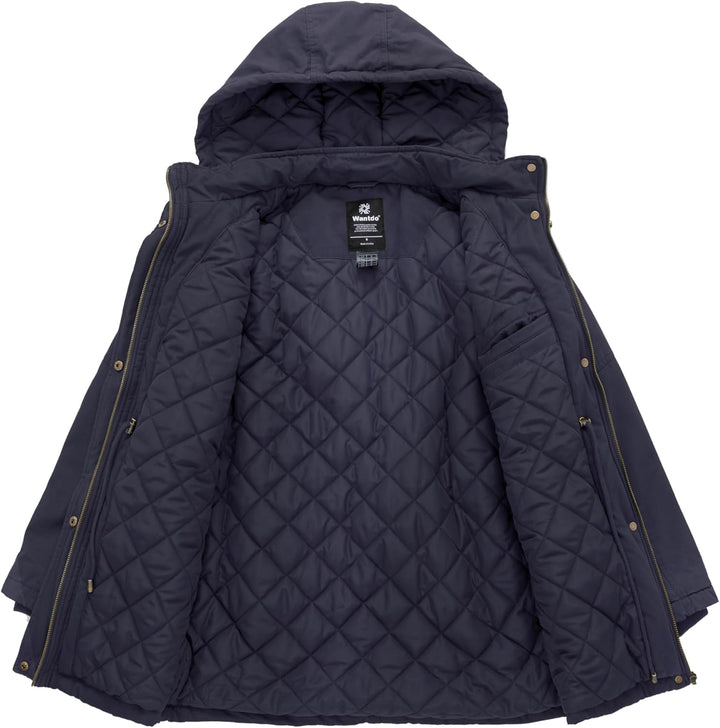 Wantdo Damen Klassische Baumwoll Jacke Warmer Fleece Mantel Winter Outdoor Parka Jacke Mittellanger