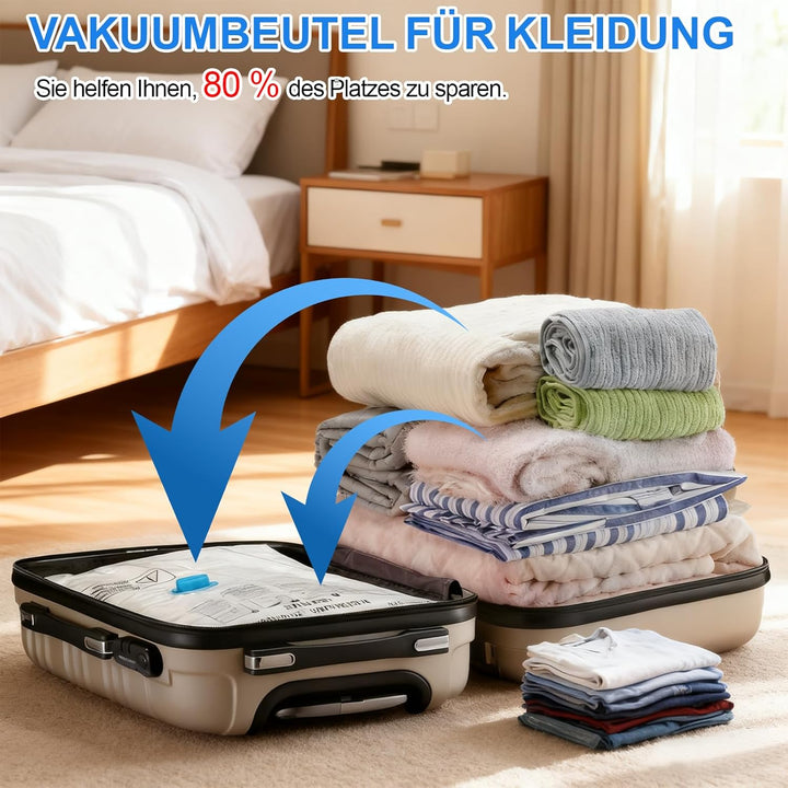 Vakuumbeutel für Kleidung mit Pumpe,10 Stück Vacuum Bags for Clothing(40 * 60,50 * 70,60 * 80,80 * 1