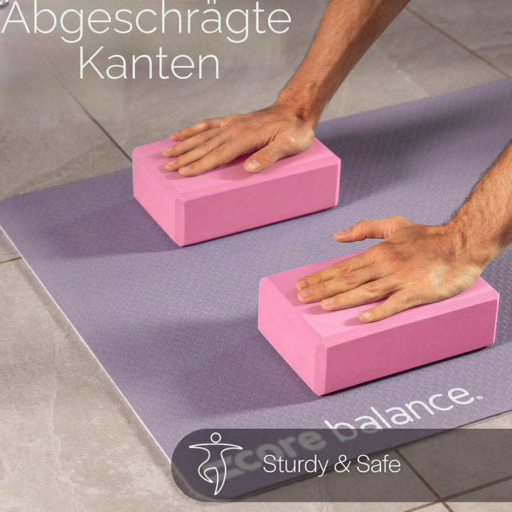 Core Balance Yoga Blocks im Doppelpack & GRATIS Yoga-Gurt, 2 STK. Eva Schaumstoff-Blöcke, robust & l