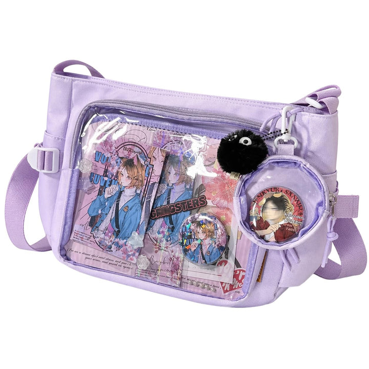 Ita Crossbody Tasche für Damen, Nylon Schultertasche mit transparentem Display-Fenster und herausneh
